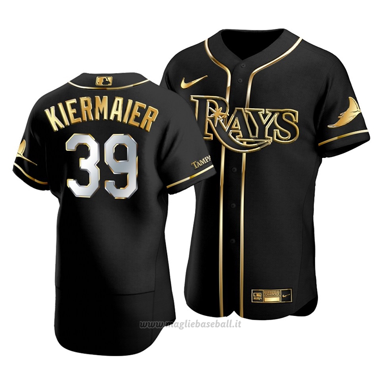Maglia Baseball Uomo Tampa Bay Rays Kevin Kiermaier Golden Edition Autentico Nero Or